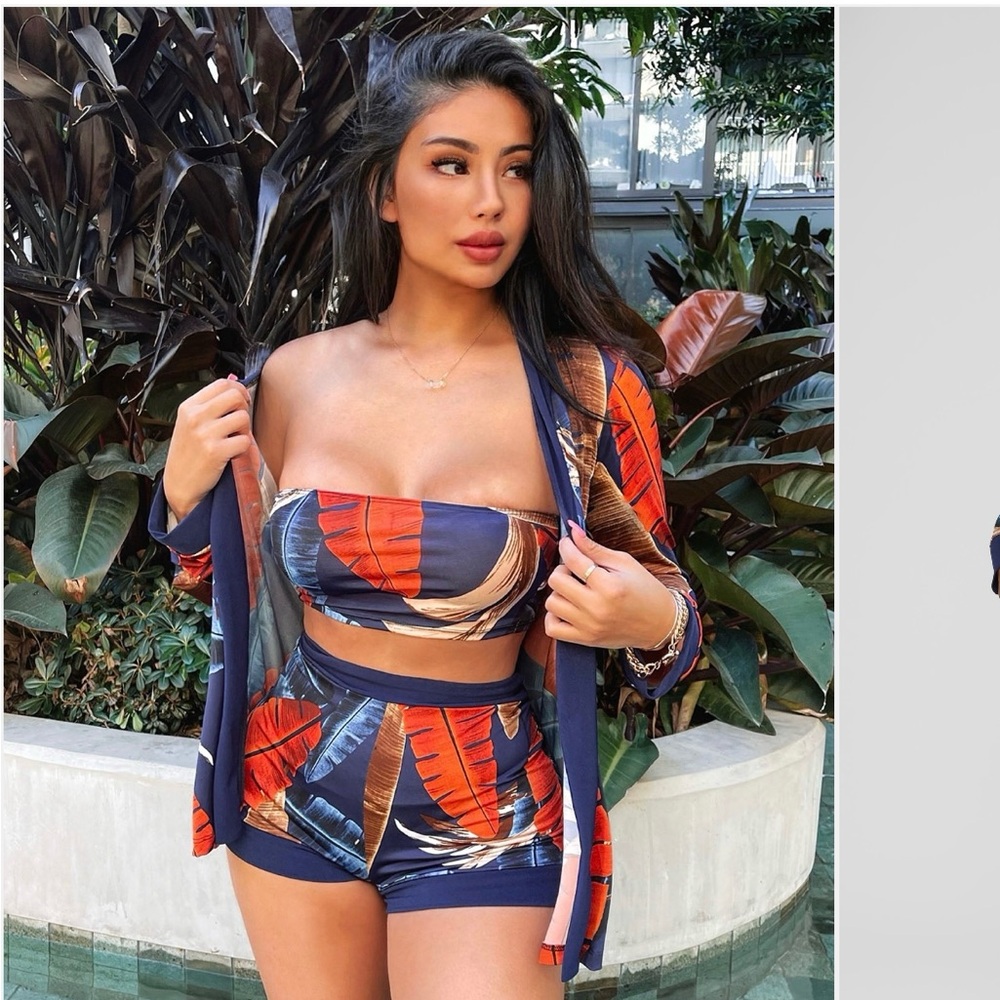 Fashion Nova Blue and Brown Set